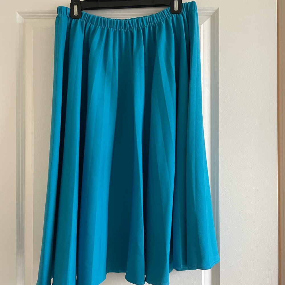 Recollections Blue Midi A-Line Pleated Skirt